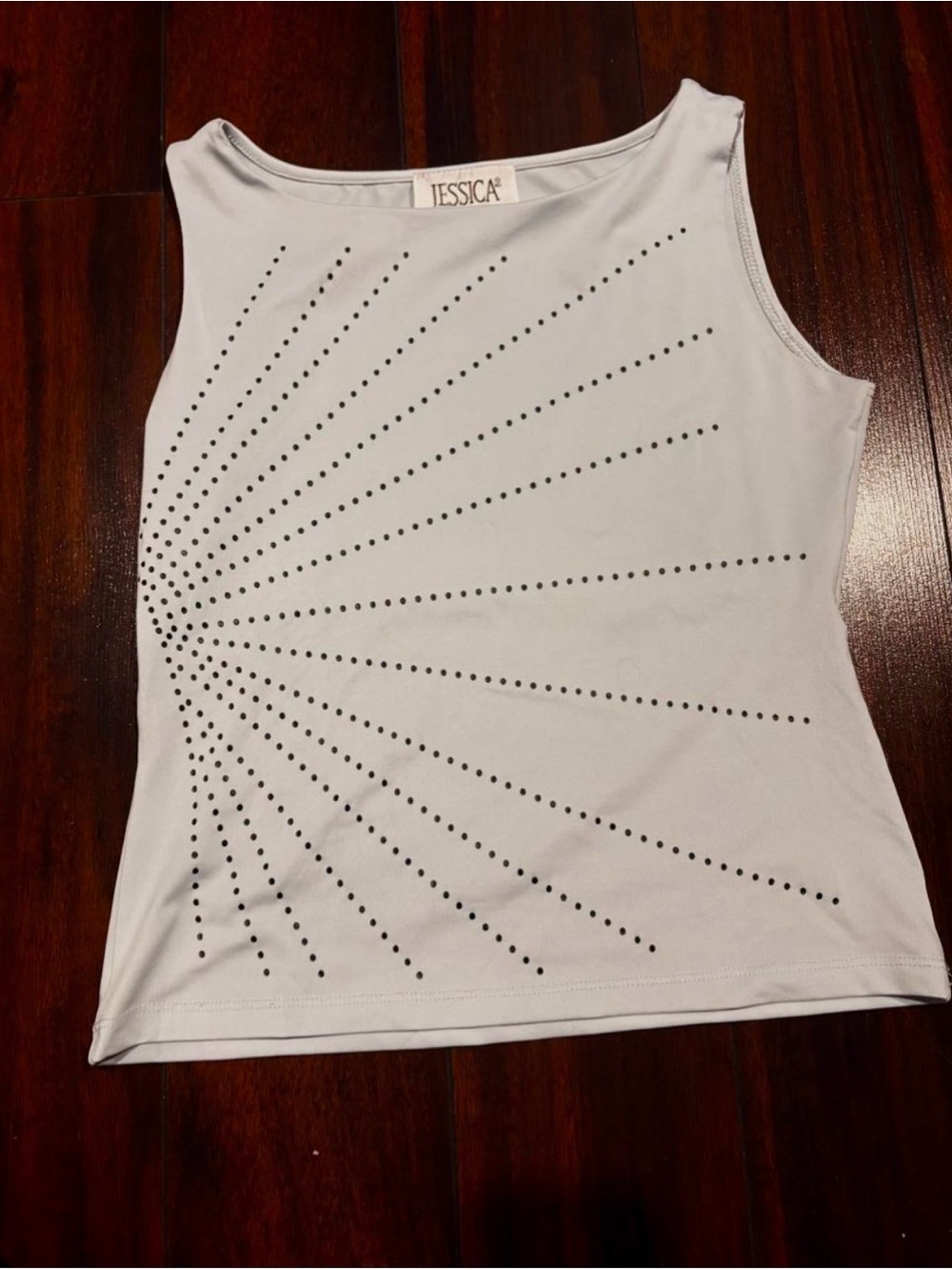 Jessica Light Blue Sleeveless Studded Sunburst Tank Top